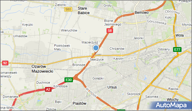 mapa Mory, Mory gmina Ożarów Mazowiecki na mapie Targeo